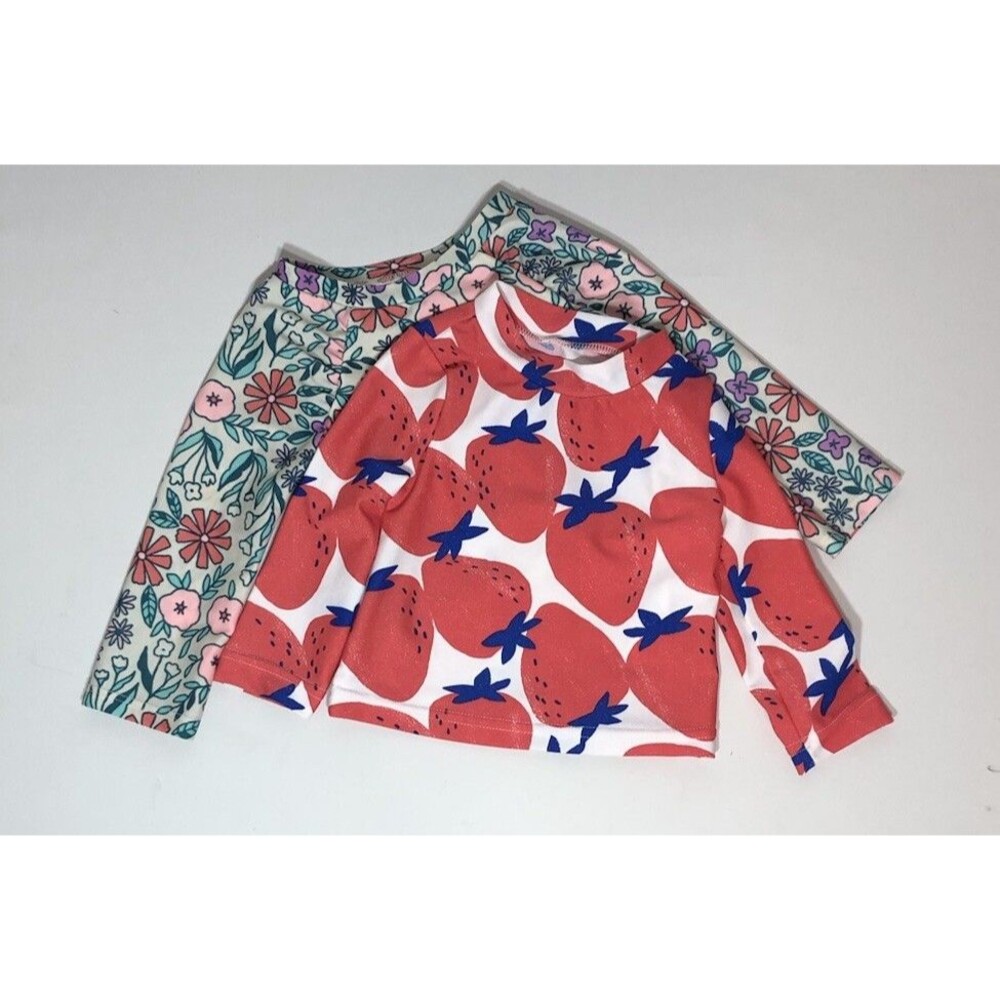BUNDLE 2 Infant Girl L/S Rash Guard Swim Suit Tops Carters /Cat & Jack 6/12 EUC
